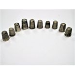 Five Hallmarked Silver Thimbles, five others, Charles Horner noted. (10)