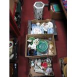 Quantity of Ceramics, two boxes, hexagonal stick stand (damages).