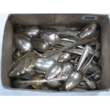 Quantity of Silver Flatware, to include pair of Scottish teaspoons and berry spoon, Georgian