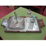 Plated Art Deco Style Cake Stand, sugar sifter with a silver top pepper pot with a silver top,