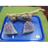 Geological Interest- A Selection of Amethyst Rocks, including two specimens connected with a
