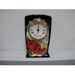 A Moorcorft Pottery Clock, decorated in the Forever England design by Vicky Lovatt, impressed and