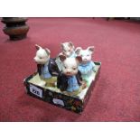 Beswick Beatrix Potter Figures - Pigling Bland with dark mauve jacket (2) gold and brown backstamps,