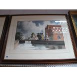 Edward Billin (Sheffield Artist) Hoorn Holland, watercolour, 36 x 53cms signed lower left (details