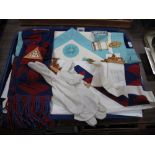 Masonic Aprons, sash, gloves etc:- One Tray