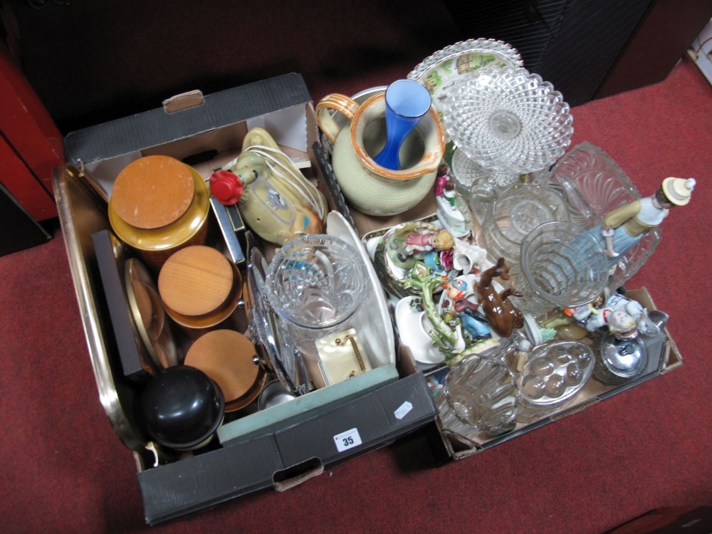 Three Hornsea " Saffron" Storage Jars, Combex child's lamp of Yogi Bear, pressed glass compact,