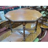 Edwardian Walnut Window Table, with octagonal top on reeded supports, united by spindle "X"