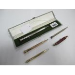 Eversharp Gold Filled Pencil, 'Rolled Gold' Life Long pencil, sliding pencil holder, etc. (5)