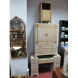1930's Limed Oak Tall Boy, Dressing Table, and Bedside Cupboard.