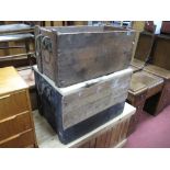 Two Pine Rectangular Shaped Planters, with rope handles, (ex ammunition boxes).