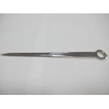 A Modern Hallmarked Silver 'Meat Skewer' Paper Knife, together with printed note "Presented with the