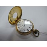 A Half Hunter Pocketwatch, the unsigned dial with Roman numerals and seconds subsidiary dial, the