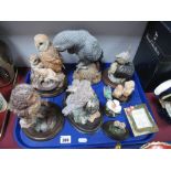 Seven Country Artists Bird Figures, a United Designs African Grey Congo Parrot:- One Tray