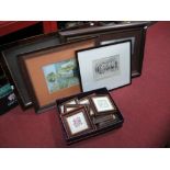Theodore Roussel Signed Print, three other various framed silks.