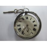 A Hallmarked Silver Cased Openface Pocketwatch, the dial with bold black Roman numerals, the