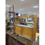 Edwardian Walnut Wall Tray, with pierced gallery and twin cupboard doors, a folding three tier