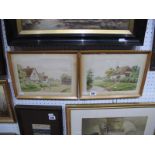 E.Lewis Circa 1900 English School, 'Thatched Cottage With Geese', watercolour, signed lower right,