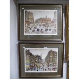 George Cunningham (Sheffield Artist) 'Coles Corner' and 'The Moorhead' pair limited edition colour