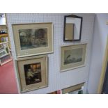 A 1920's Dressing Table Easel Mirror, in the chinoiserie manner, with gilt figures, scrolls and