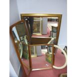 A Gilt Framed Bevelled Glass Wall Mirror, 58 x 88cms, and three further mirrors. (4)