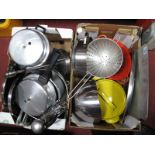 Kitchenalia- Mostly steelwares, together with pressure cookers, Le Creuset pot, etc:- Two Boxes