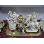 The White Lady Resin Figure, on stand, other figures in classical dress, on stands, etc:- One Tray