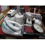 Wall Clocks, Sony radio, Kenwood mixer, Tefal express iron, tools etc, (untested sold for parts