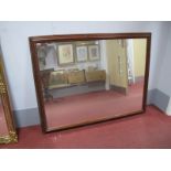 A Large Rectangular Wall Mirror, in a modern stained pine collection frame, 120 x 90cms.