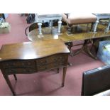 Mahogany Serpentine Fronted Sideboard, with four drawers on tapering legs, and spade feet, a 'D'