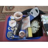 Mid XX Century Onyx Bookends, jars, powder bowl and cover, kienzle mantel clock, wall clock,