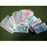 A Selection of Banknotes GB and Overseas, the overseas, notes include 9 Canadian dollars and 140