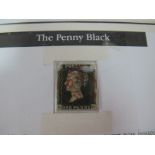 G.B Penny Black Stamp Encapsulated Ex Westminster Folio Corner Letters, K,G just four margin with