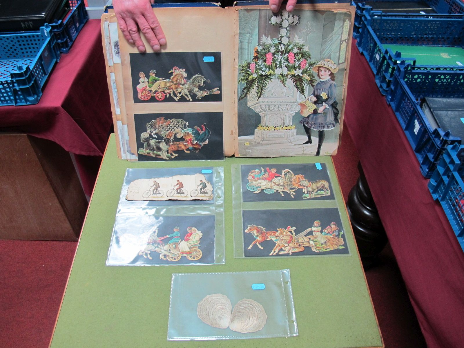 A Lovely Collection of Victorian/ Edwardian Greeting Cards, and cut outs in an album and in stock