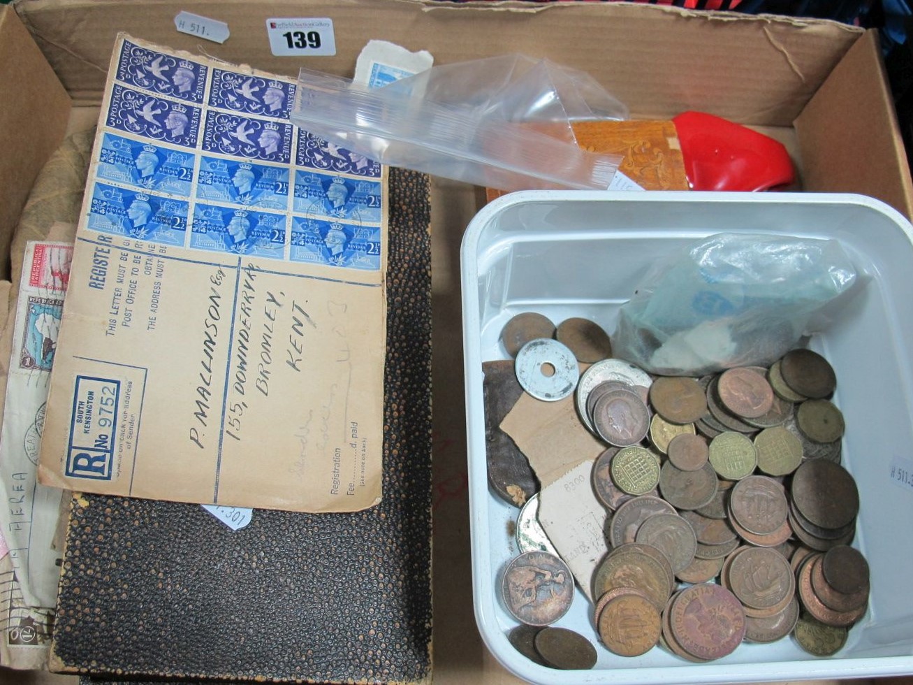 Approximately Sixty Silver Threepences. Four modern base metal two pounds coins. Other coins, very