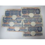 Six Bank of England Blue One Pound Banknotes; Kenneth Oswald Peppiatt Chief Cashier. Conditions