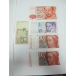 Five European Banknotes; often current or exchangeable.