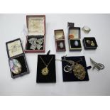 Assorted Costume Jewellery, including two blue and white Jasperware rings, brooches, diamanté etc.