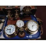 Ships Bell Bookends, Quartz ships clocks etc:- One Tray