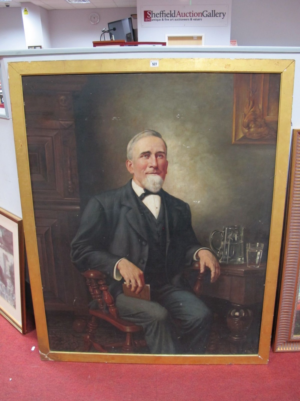 XIX Century English School, Portrait of a Society Gentleman seated in captains chair, oil on