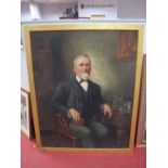 XIX Century English School, Portrait of a Society Gentleman seated in captains chair, oil on