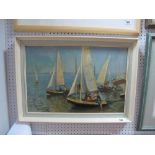 Miles Sharp, A Busy Yachting Scene, Oil on Board, 36.5 x 54.5cms, signed lower right.