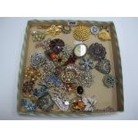 Assorted Costume Brooches:- One Tray