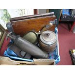 Watts Suitcase Press, Minimax type 'D' fire extinguisher, biscuit barrel, coal shovel, plane.