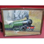 ? Geary (Sheffield Artist) 'Green Arrow Locomotive and Tender', Oil on Board, signed lower left 75 x