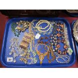 Diamonte Necklaces, beads, bracelets, etc:- One Tray