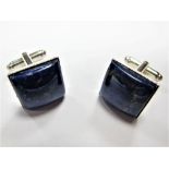 A Pair of Modern Gent's Cufflinks, each set with square Lapis Lazuli panel.