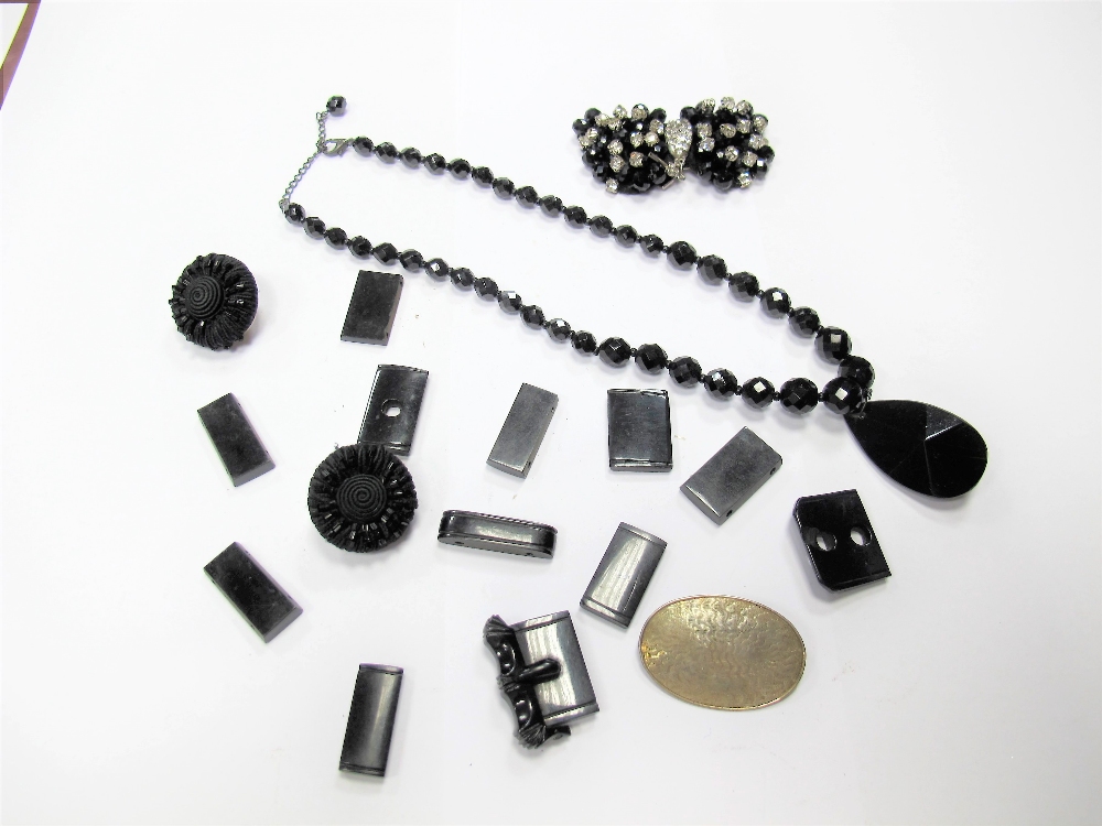 XIX Century Black Panel Links, necklace, earrings, etc.
