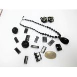 XIX Century Black Panel Links, necklace, earrings, etc.