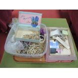 A Mixed Lot of Assorted Costume Beads, earrings, chains, brooches, etc.