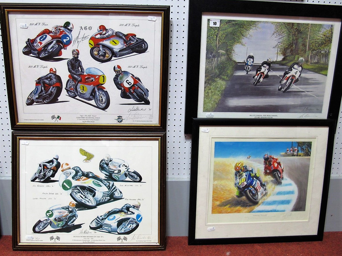 Four Motorcycle Prints- '1967 Ulster GP' After Jim Blachard/ Honda Works Riders of the 60's, after